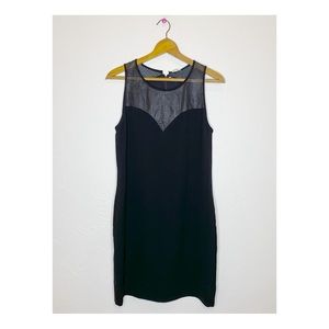 L’Agence sleeveless shift dress 4 Lambs leather illusion neckline new with tags